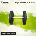2.5 kg 2 pcs=5 kg, 10" stick 1 pcs, Dumbbell set, Black & Silver. 