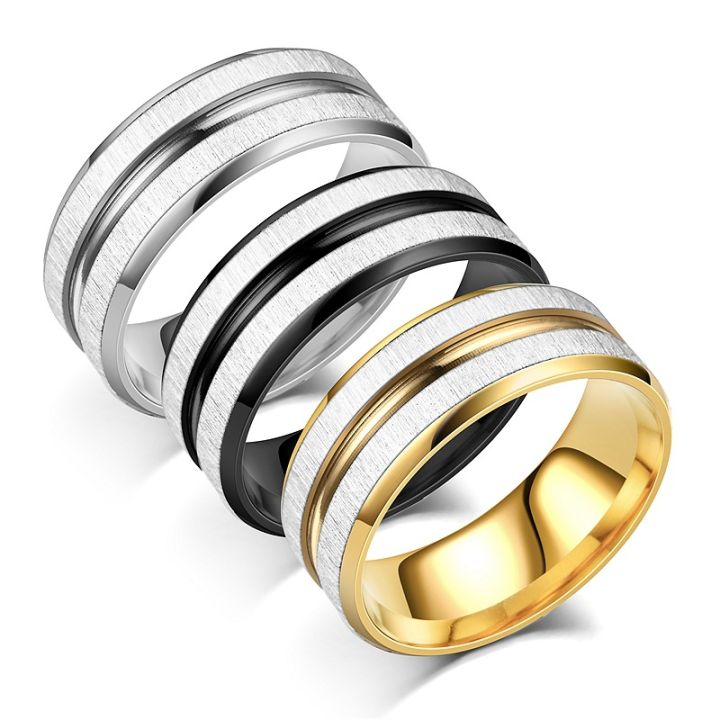 New Titanium Steel Two-color Men's Brushed Anti-scratch Brushed Fashion Ring Couple Ornament