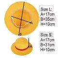 Boy Girl One Piece Cap Straw Hat Neck String Luffy Flat Hats Cosplay Japanese Cartoon Props Hat Kid Red Stripe Beach Hat YF001.