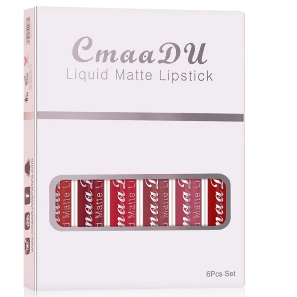 CmaaDu%206pcs/set%20Matte%20Velvet%20Non-Stick%20Cup%20Waterproof%20Not%20Easy%20To%20Swap%20Makeup%20Lipstick%20Long%20Lasting%20Lip%20Gloss%20Set%20-%20Lipstick%20-%20Lipstick%20Set%20-%20Image%204