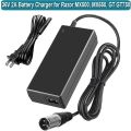 36V 2A Charger for Razor MX500 MX650,GT GT750, Izip I600 I750 I1000 Mongoose M750 Electric Scooter with 3-Pin Male XLR Connector. 