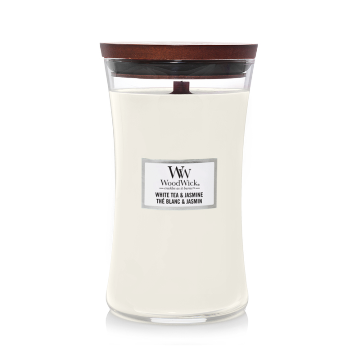 WoodWick Large Jar White Tea & Jasmine Candle (610G)
