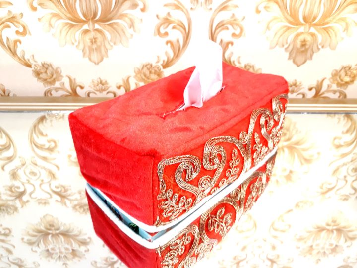 Tissue%20Box%20Holder/Cover%20Made%20By%20Pakistani%20Velvet%20Measurement%20Length%209.5%20Inch%20Wide%205%20Inch-Multicolored%20-%20Image%205