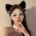 Black Lace Sexy Cat Ears Headband Sex-Free Eye Mask Face-Covering Mesh Halloween Headdress Hair Accessories Female Accessories. 