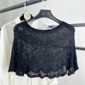 Knitted pullover shawl with hollow decorations, breathable, elegant, versatile shoulder pads, cervical spine protection, sun protection shawl with skirt. 