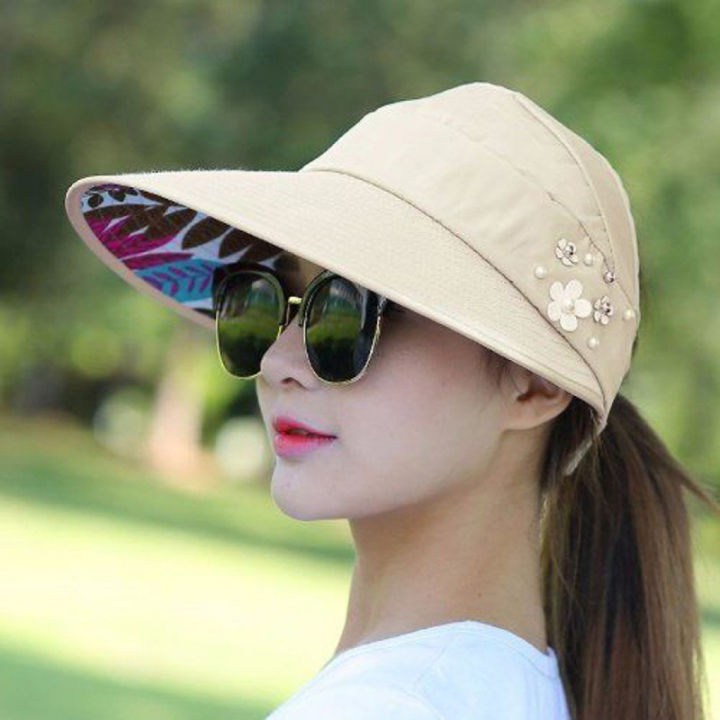 Summer%20Hats%20For%20Women%20Foldable%20Sun%20Hat%20Pearl%20Flower%20Visor%20Sunscreen%20Floppy%20Cap%20Female%20Outdoor%20Casual%20Baseball%20Cap%20Hat%20For%20Woman%20Demoo%20-%20Image%205