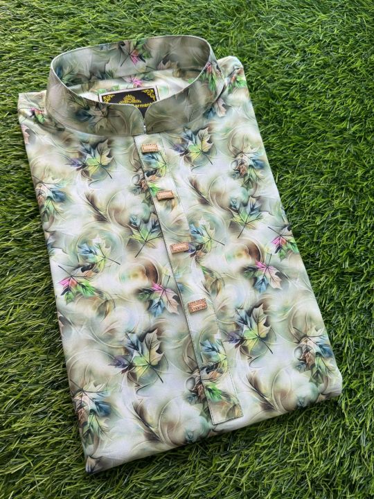 Men'S Elite New Panjabi Premium Printed Panjabi For Men (Snap Button/ টিপ বুতাম)