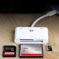 FB Lightning iOS OTG 5 in 1 Card Reader FB-OTG21 Data Transfer Charging Reader Support CF SD TF No need APP for iPhone iPad.