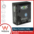 Moods All Night Climax Delay Condom for Men | Full Box 10 Pack 3x10=30pcs | India. 