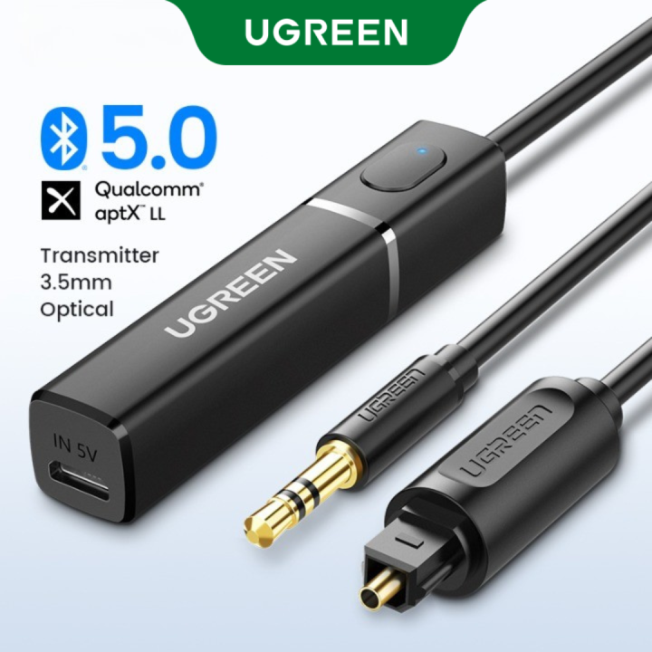 Ugreen Bluetooth Transmitter Adapter 5.0 TV Headphone PC PS4 aptX LL 3.5mm Aux SPDIF 3.5 Jack Optical Audio Music Bluetooth 5.0 Adapter
