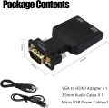 VGA to HDMI Converter Cable with Audio – Full HD 1080p Adapter for Computers and Displays.
