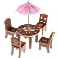 HarnezZ Wooden Mini Table Chair Set Toys Pretend Role Play Game Play House Kitchen Accessories Toy Set of 5 pcs. 
