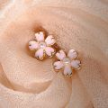 Korea pink cherry flower earring women. 