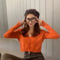 Knitted Cropped Cardigan Women Korean Sweaters Short Tops V-Neck Long Sleeve Jacket Fashion Spring Autumn 5 Styles to Choose.