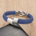 Classic Style New Year Gift 7 Options Stainless Steel Leather Men's Bracelet Multi-color Magnet Buckle DIY Size Custom LOGO.