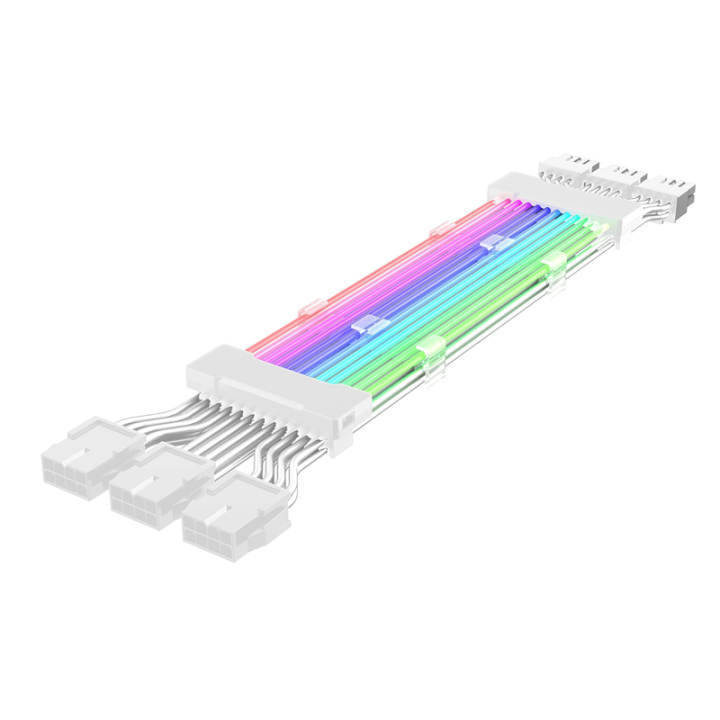PC Case PSU Extension ARGB Cable ATX 3X8PIN PCI-E GPU Neon Color Line ...