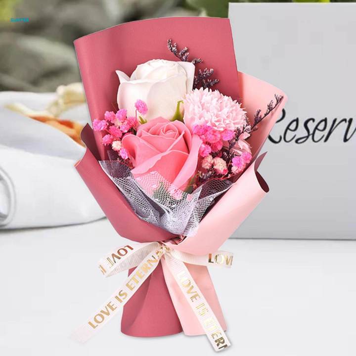 Soap Flower Bouquet Artificial Flower for Engagement Ceremony Anniversary 20cm bean paste paper