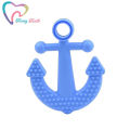 2 PCS Boy Color Silicone Teether Anchor Pendants Silicone Beads Charms Nursing Baby Food Grade Ship Anchor Teether Teething Toys. 