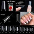 500/550pcs Water Pipe Square Nail Tips XL Clear/Nature Half Cover False Nail Tips 0-9 size Square Extend Long False Nail Tip%TD.