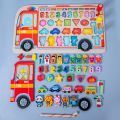 Montessori Educational Wooden Toys Preschool Children Fire Truck Busy Board Math Fishing Games Early Toys For Kids Xmas Gifts. 