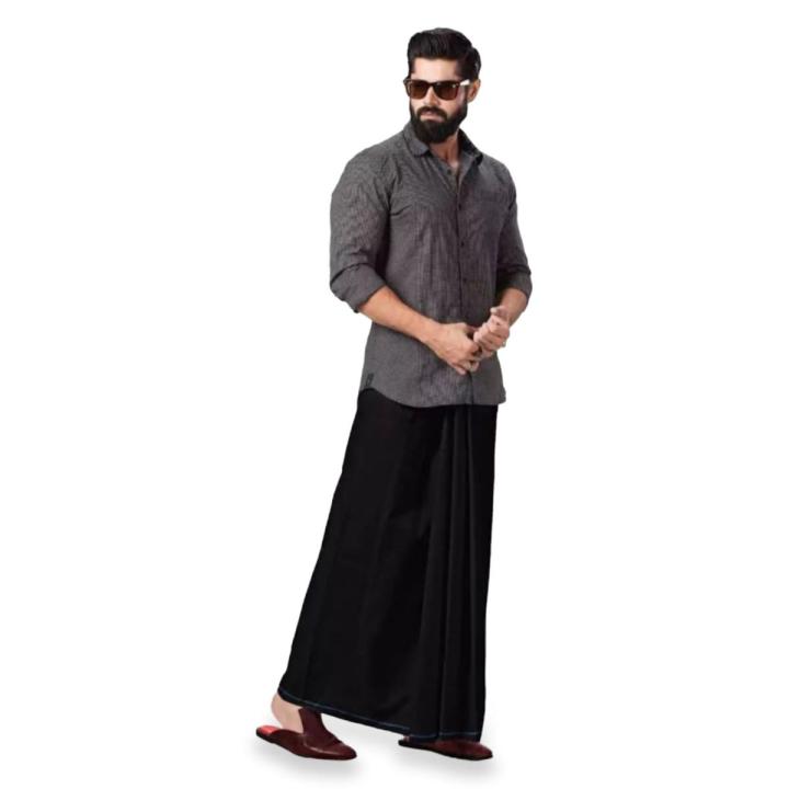 black white and one colour linen lungi for men