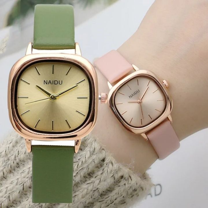 Fashion Watch Oval Small Dial Thin Belt Student Dress Leather Strap Wristwatches for Women