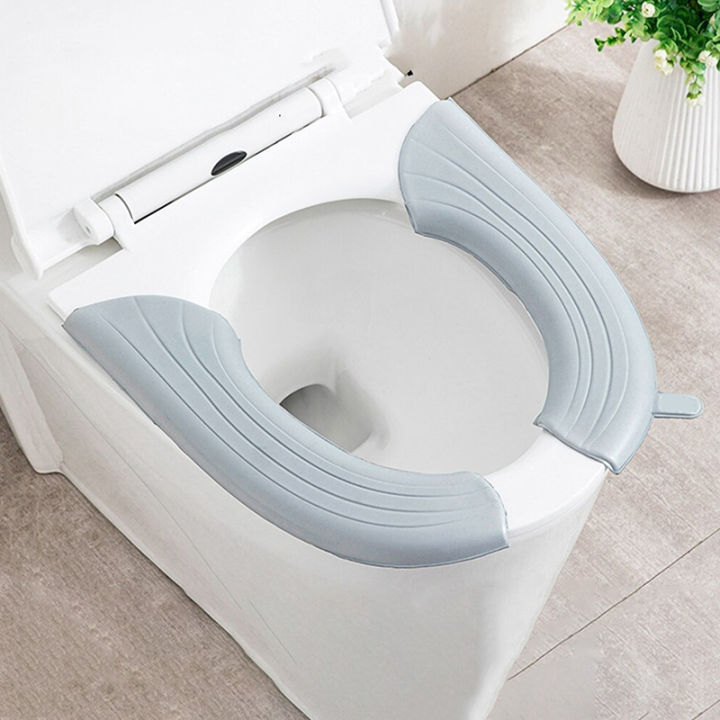 2Pcs/set Waterproof Toilet Seat Cover Closestool Mat Washable Bathroom Accessories Pure Color Soft Toilet Seat Cushion Universal