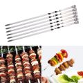 6pcs/set Reusable Barbecue Skewers Stainless Steel Skewer Stick Flat BBQ (17.5 inchi). 