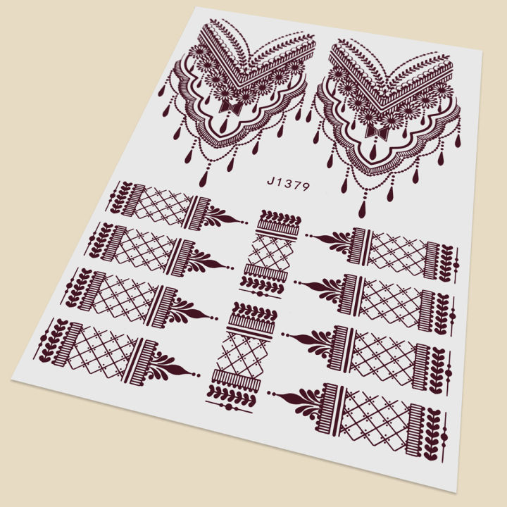Waterproof%20Henna%20Tattoo%20Stickers%20Skin-safe%20Brown%20Lace%20Flower%20Temporary%20Tattoos%20Sticker%20Tattoos%20Non-permanent%20Henna%20Tattoo%20for%20-%20Image%206