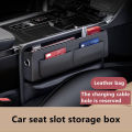 1PCS Universal Car Gap Organizer Leather Auto Console Side Pocket Crevice Storage Box Interior Accessory High-End Elegant.