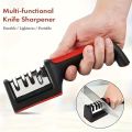 Plastic and Stainless Steel Knife Sharpener Effortlessly Enhances Blade's Sharpness, Ensuring Optimal Cutting Performance and Durability.