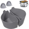 2 Pcs Reusable Silicone Slow Cooker Divider Liners Slow Cooker Liners for 6-7-8 QT Crocker Pot with 2 Hand Clips,Replacement Plastic. 