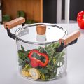 High Temperature Resistant Transparent Lid With Wooden Handle Stock Pot With Large Capacity Open Flame Heating Glass Double Ear.