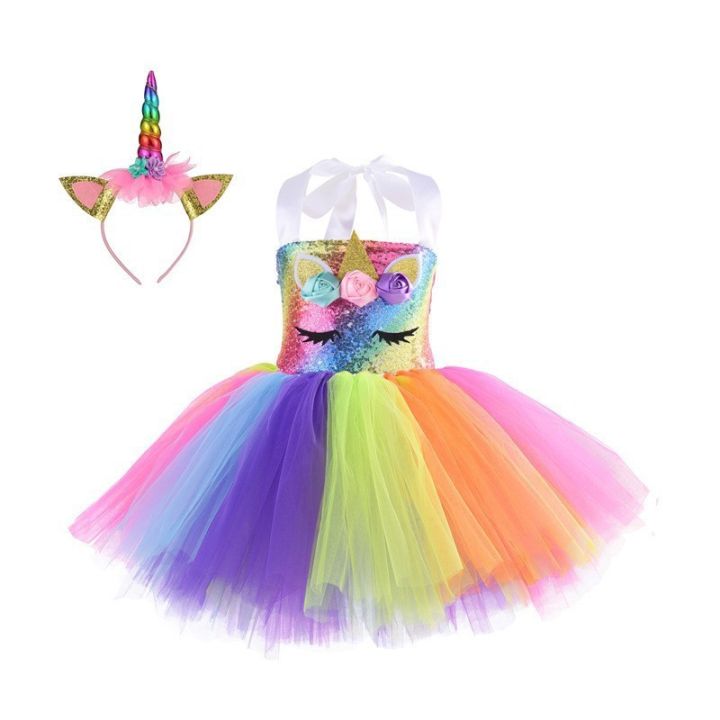 Convex%20Skirt%20Amazon%20Exclusive%20Rainbow%20Unicorn%20Sequin%20Show%20Dress%20Halloween%20Costume%20Princess%20Tutu%20Tzai%20Skirt%20-%20Image%208