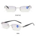 Anti-Blue Light Rimless Reading Glasse Stylish Blue Light Blocking Spring Hinge Readers Presbyopia Glasses for Women & Men.