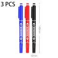 1/3Pcs Markers Black Blue Red Double Headed Marker Pen For Paper Steel CD Glass Fabric Paint Marking Office School Supply.