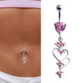 Fashion Shiny Heart Zircon Pendant Stainless Steel Belly Button Ring Beautiful Navel Piercing Body Fashion Jewelry Navel Rings. 