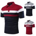 Fashion Short-sleeved Striped Color Matching Casual Men's Lapel Short-sleeved Shirt Trend Men's Social Shirt. 