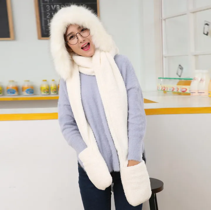Women%20Thick%20Wool%20collar%20Hat%20Ear%20Protectors%20Warm%20Plush%20Hat%20Scarf%20Gloves%20Set%20-%20Image%204