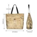 Custom Vitruvian Man Canvas Shopping Bags Women Recycling Large Capacity Grocery Leonardo Da Vinci Tote Shopper Bags. 