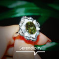 Live broadcast: new creative imitation natural shell peridot rings, drainage welfare, colored gem jewelry wholesale, one drop shipping. 
