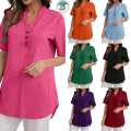Light and Airy: Solid Color Short-Sleeved V-Neck Tops for Women. 
