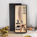 Retro Calligraphy Feather Dip Pen with 5 Nib Set Quill Fountain Writing Creative Vintage Stationery Classic Gift Box without Ink.