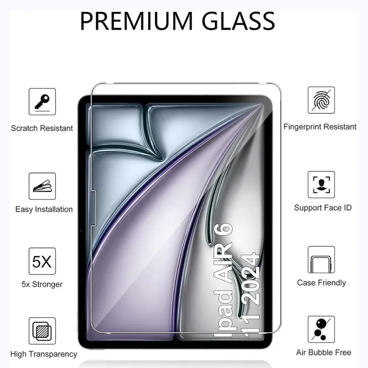 (3%20Packs)%20Tempered%20Glass%20For%20Apple%20iPad%20Air%2011%202024%206th%20Generation%20A2899%20A2900%20A2902%20Anti-Scratch%20Tablet%20Screen%20Protector%20Film%20-%20Image%206
