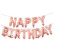 Happy Birthday Foil Balloons 16 inch Letters Banner Party Decoration - Rose Gold.
