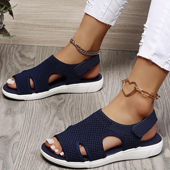 Spot%202021%20Autumn%20Fish%20Head%20Casual%20Velcro%20Fashion%20Sandals%20Flat%20Women's%20Shoes%20Origin%20Source%206%20Color%20Plus%20Size%20-%20Image%202