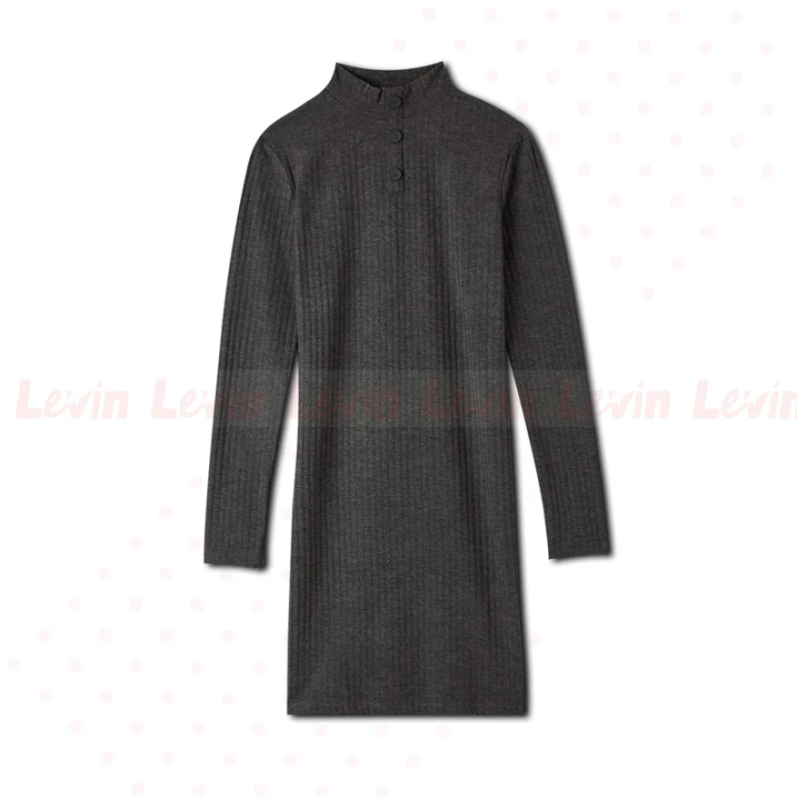 Women's%20Solid%20Color%20Ribbed%20Slim%20Fit%20Crew%20Neck%20Mini%20Length%20Bodydress%20From%20Levin%20-%20Image%207