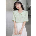 Shirt Korean Style Floral French Top Doll Collar Summer Short Sleeve Chiffon T T-shirt New 2024 Hot Girl. 