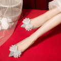 Women's Wedding Shoes with Thick Heels2023Year New Bridal Shoes Not Tired Feet Pregnant Women Crystal High Heels Xiuhe Two-Way Wear. 