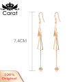 Women Fashion Double Triangle Tassel Ball Long Dangle Hook Earrings Jewelry. 